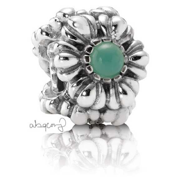 EUC Pandora 790580CH Sterling Silver May Birthday Blooms Bead w/ Chrysoprase - Picture 1 of 11